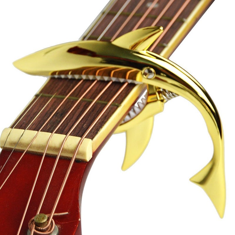 Imelod Zinc Alloy Guitar Capo Shark Capo for Acoustic and Electric Guitar with Good Hand Feeling, No Fret Buzz and Durable(Gold) - Image 2